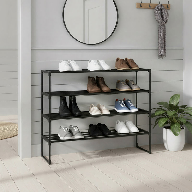 4-Tier 20 Pair Shoe Rack, Black