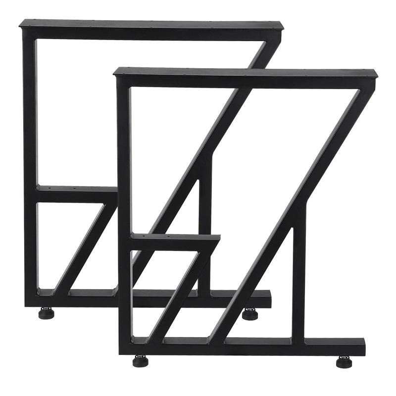 Heavy Duty Black Metal Table Legs - Industrial Square Frame, Reinforced Triangle , Easy Installation - For Desks, Benches, Coffee Tables - Set of 2 - Square Table Legs, 2-Pack, 28x24inch