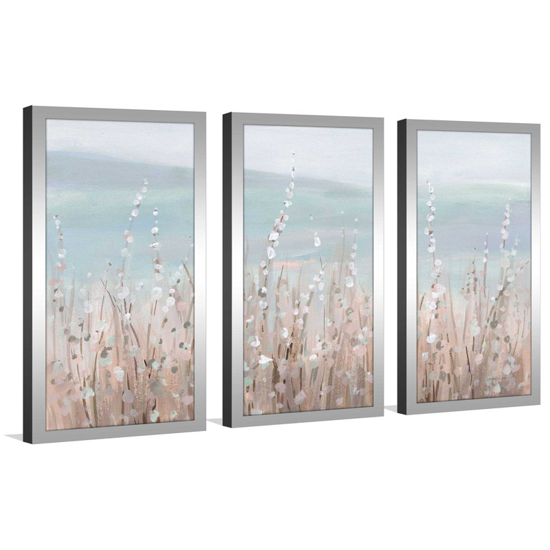 Coastal Morning Blooms - 3 pièces d'un seul cadre, H 25,5 po x l 40,5 po x P 1 po