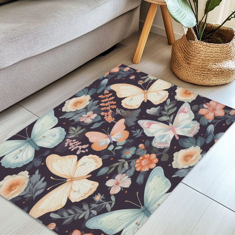 Tapis tressé Butterflies & Blooms, Rectangulaire 3 pi x 5 pi