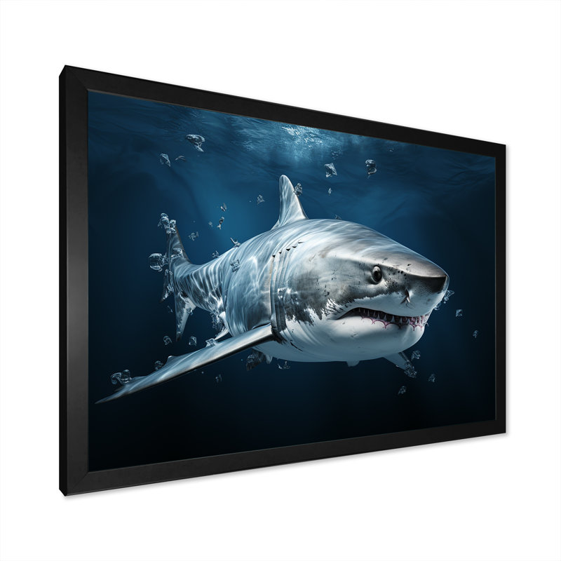 " Oceans Blue Ghost Shark Photography I ", Black Single Picture Framed, 30" H x 40" W x 1.5" D