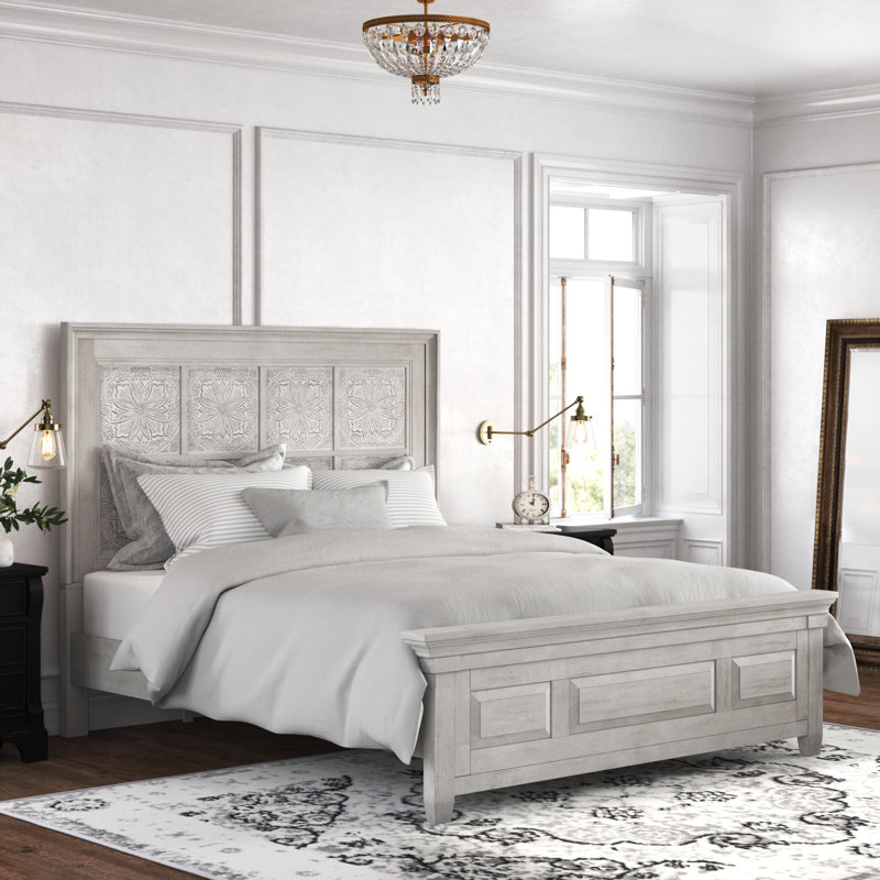 Haylee King Panel Bed w/ Decorative Headboard, King