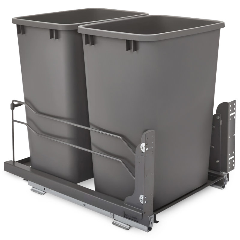 Rev-A-Shelf Double Pullout Trash Cans 35 qt. with Soft-Close , Orion Gray