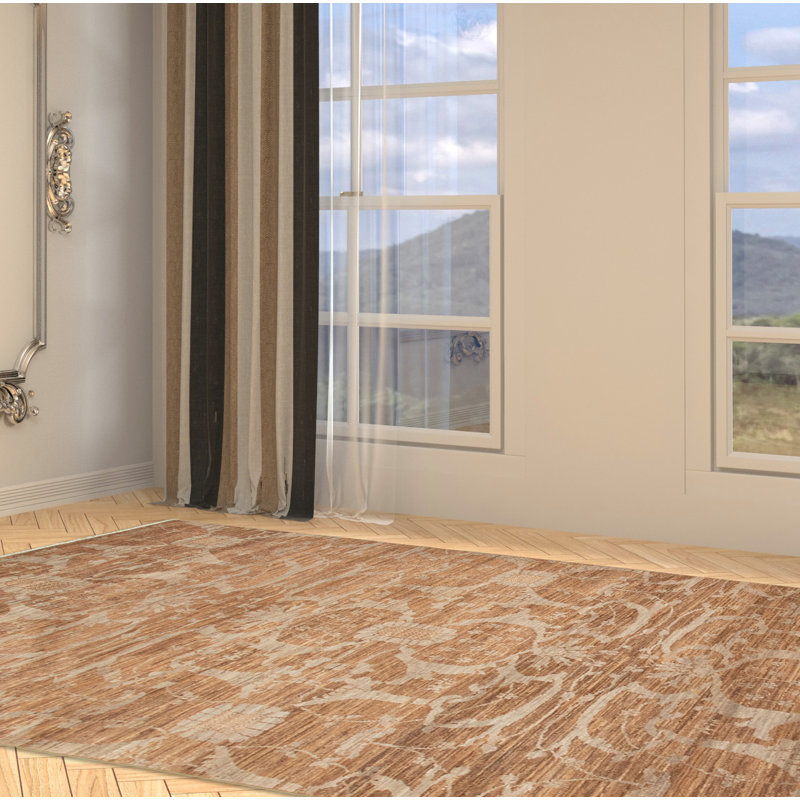 Tapis unique en laine noué à la main de style nouvel âge 18 / 20e de 6 pi 2 po x 9 pi 4 po brun pako