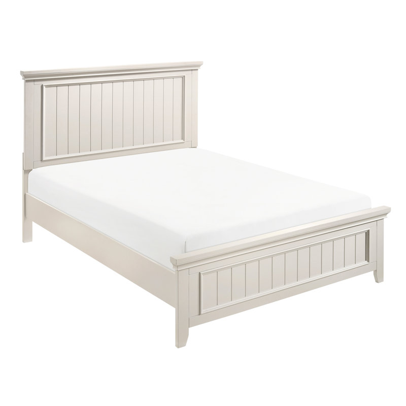 Lit de style style blanc, meubles en bois avec tête de lit et rails, sommier requis, Lit double