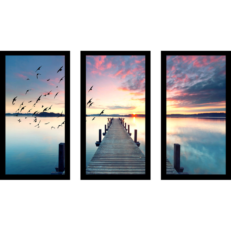 « learn to fly », ensemble de 3 reproductions d’art encadrées, H 33,5 po x l 52,5 po x P 1 po