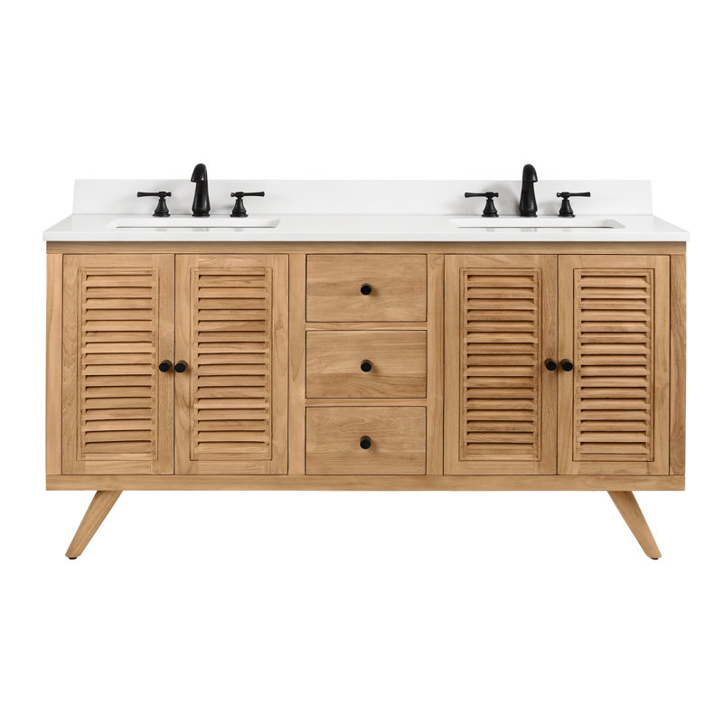 Harper 73" Double Bathroom Vanity, 61, Carrara White Marble