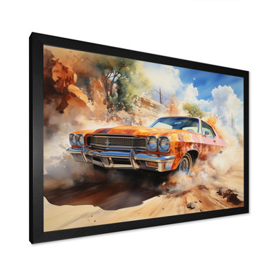 " Orange Muscle Car On Offroad "