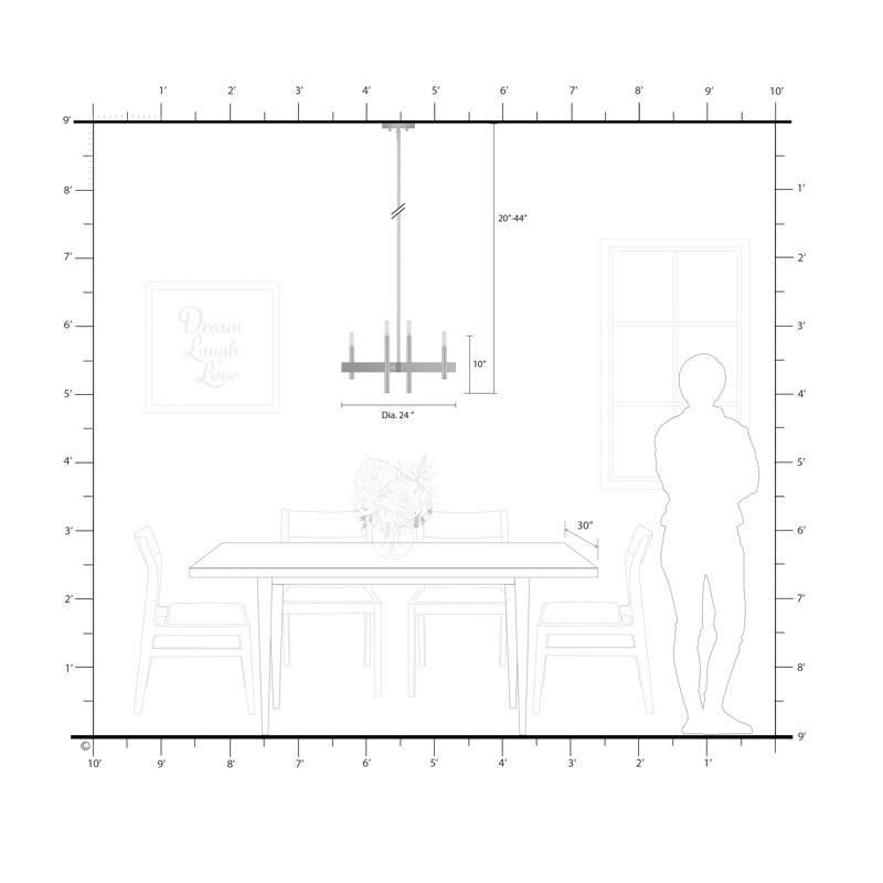Azan 4 - Light Dimmable Modern Linear Chandelier, Satin Brass