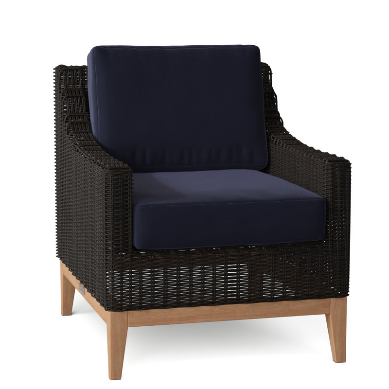 Frances Outdoor Lounge Chair, Canvas Navy Sunbrella® Canvas, Frances Black