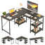 Bureau en forme de L avec tablettes en bois manufacturé Haigh-2021035302