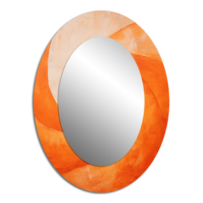 Tangerine Twist Spriral I - Grand miroir mural ovale sur métal