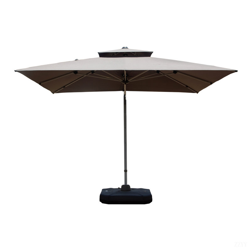 Parasol en porte-à-faux avec mât central (base non incluse), 116.14" W x 116.14" D, Gris