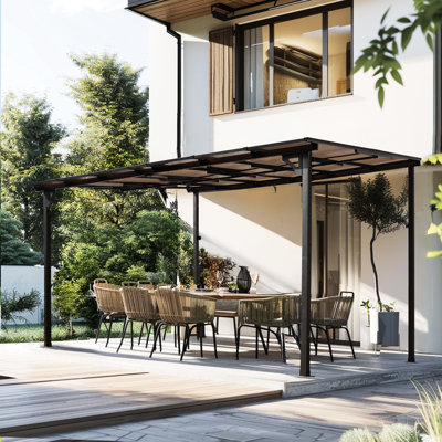 10' X 12' Outdoor Gazebo Pergola, Metal Awning With Roof, Heavy Duty For Patio, Decks, Backyard - To Temperature Changes Pergola & Electromagnetic-