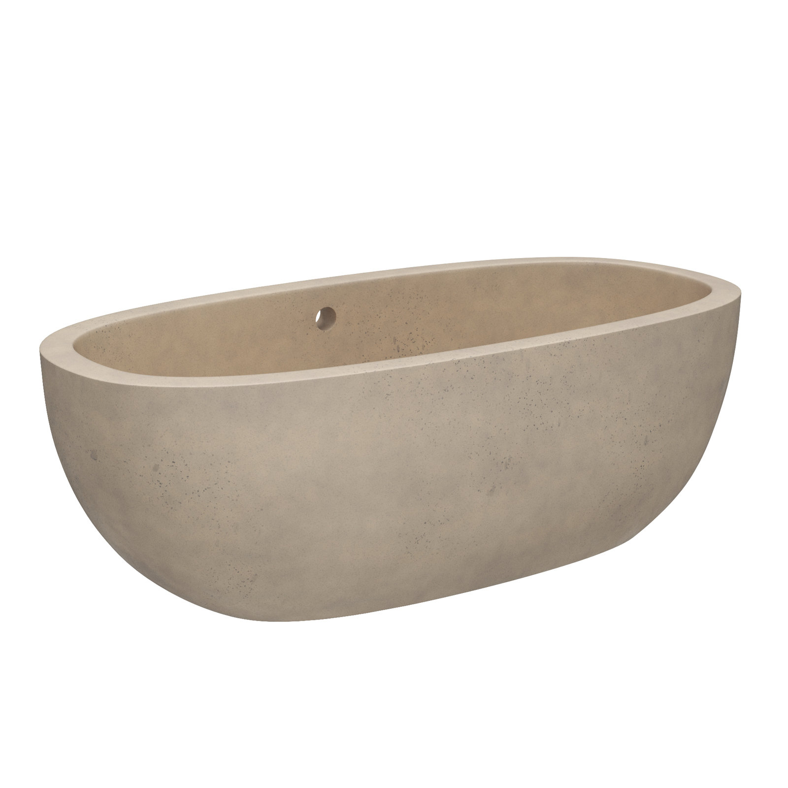 Avalon NativeStone Concrete Freestanding Oval Soaking Bathtub, 23" H x 36" W x 72" L, Sand