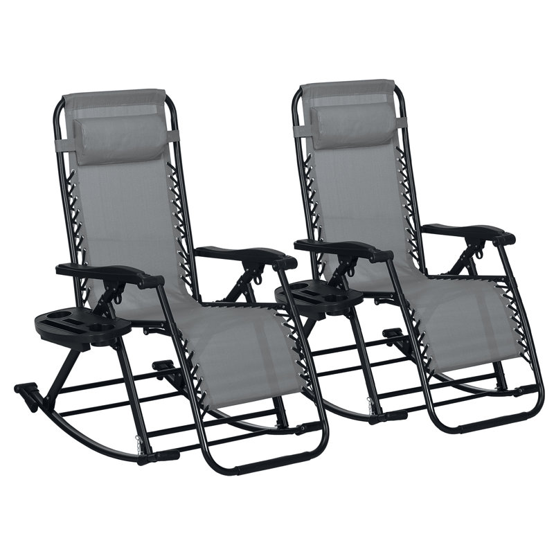 2 Pieces Outdoor Rocking Chairs, Gray