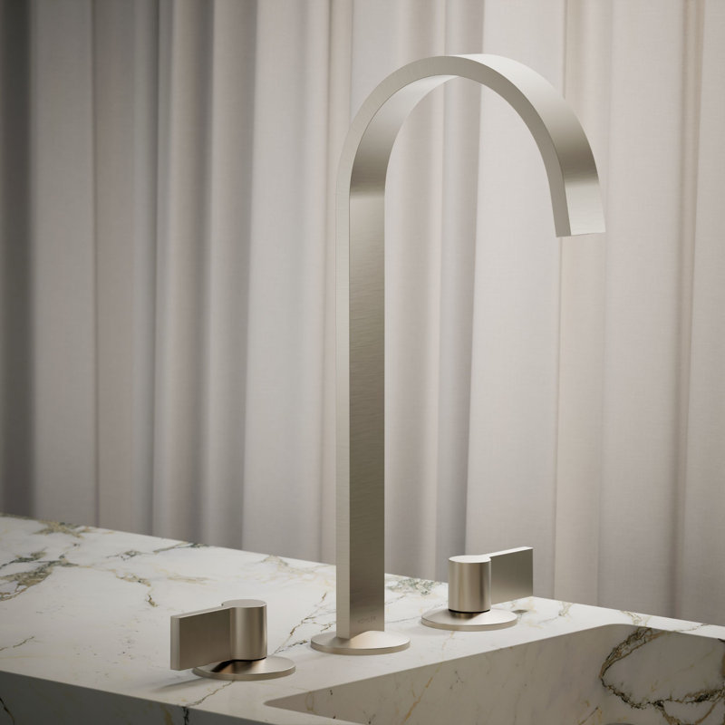 Components Bathroom Sink Spout With Ribbon Design, Vibrant Brushed Nickel