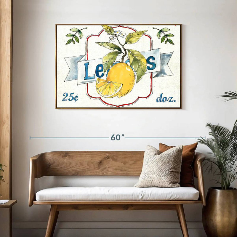 Plaque murale Fruit Stand II, Cadre flottant doré, 43 po x 29 po