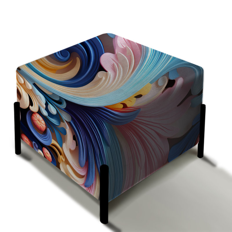 Ethno Paisley Harmony Fuse Marble Motif - Repose-pieds carré en marbre