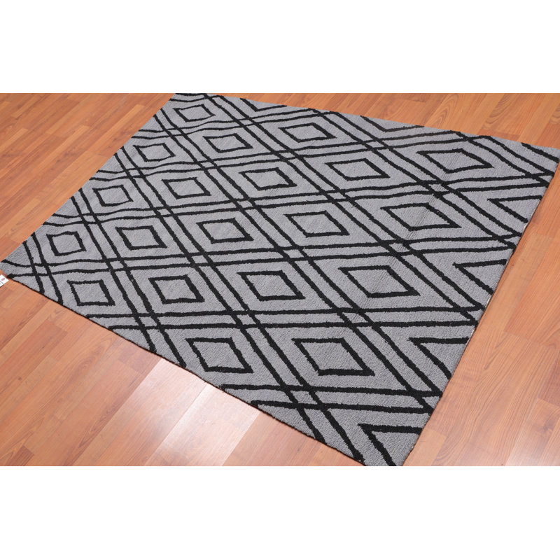 Tapis gris en laine touffeté fait main Demaria