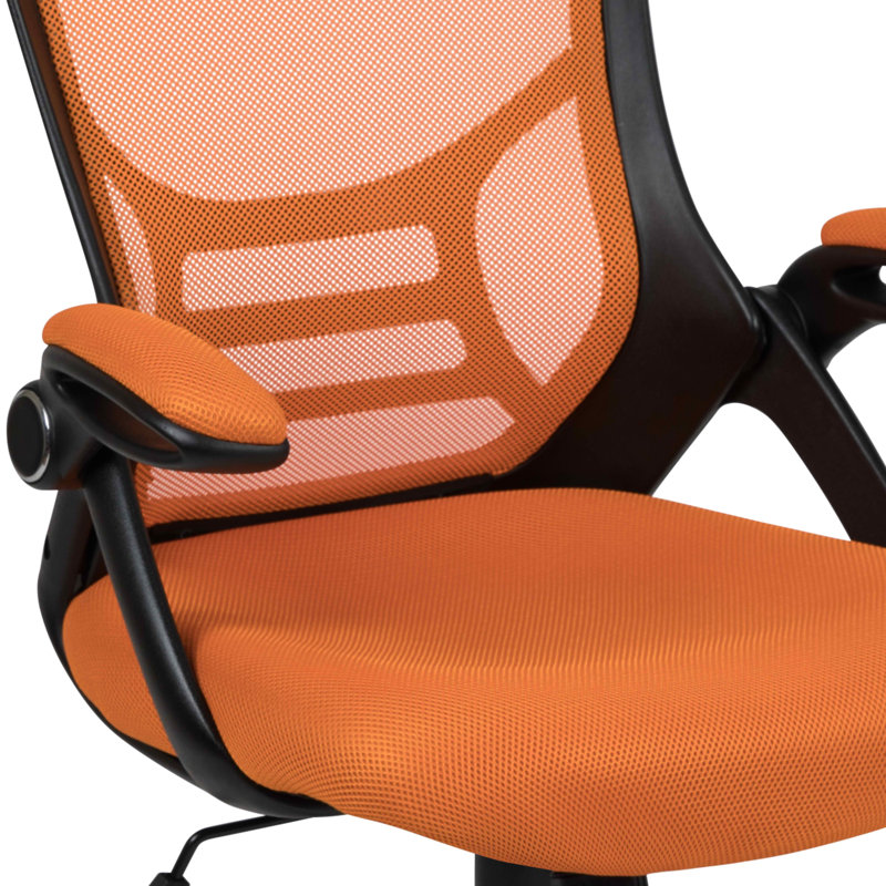 High Back Orange Mesh Ergonomic Swivel Office Chair with Adjustable Arms