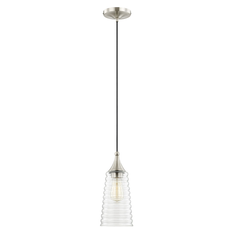 Luminaire suspendu conique à 1 lumière Wahl, Nickel brossé