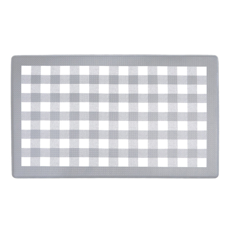 Buffalo Farmhouse / Country Gingham Water Resistant Anti-Fatigue Non-Skid Kitchen Mat, Taupe