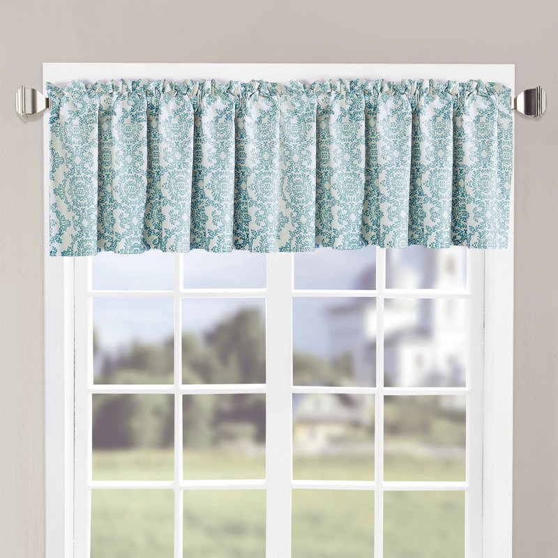 Mystic Teal Floral Print 60'' Window Valance Set