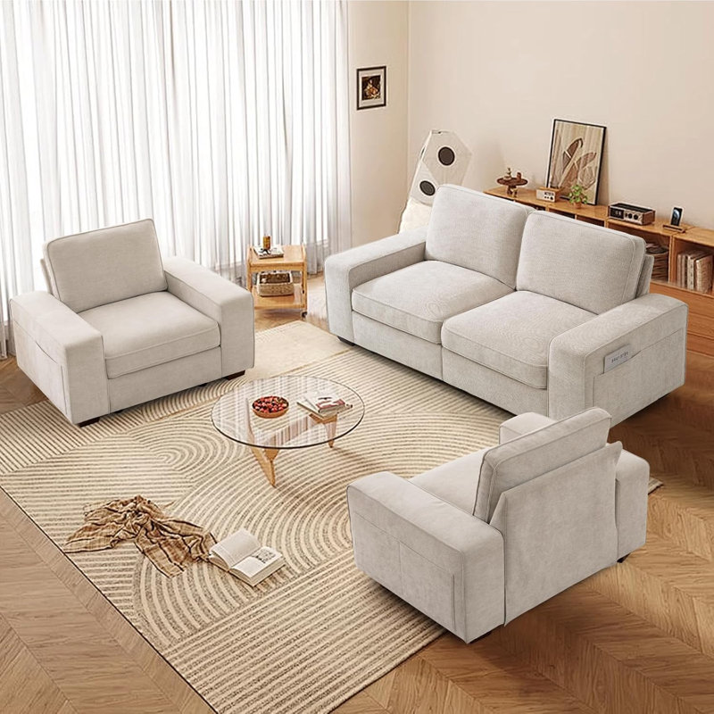 Ebern Designs Judeth Square Arm Modular Sofa, 2, Beige