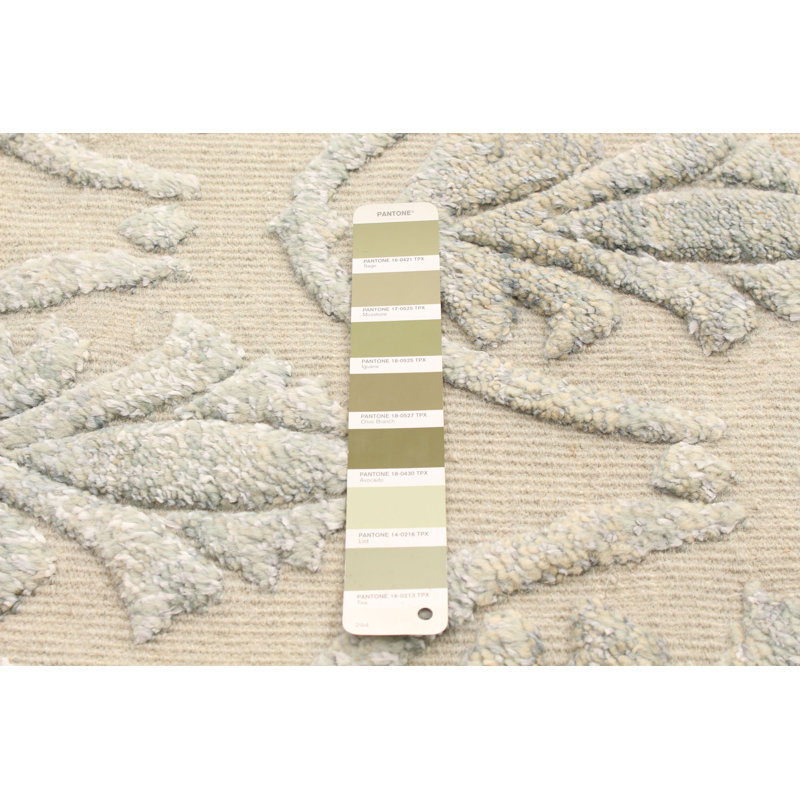 Tapis beige en laine noué à la main de conception unique nouvel âge 5 pi 1 po x 7 pi 11 po Heith
