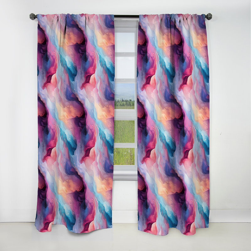 Multicolore Cosmic Marble Nebula - Rideau occultant en marbre marbré abstrait - 1 panneaux, L 52 po x L 63 po