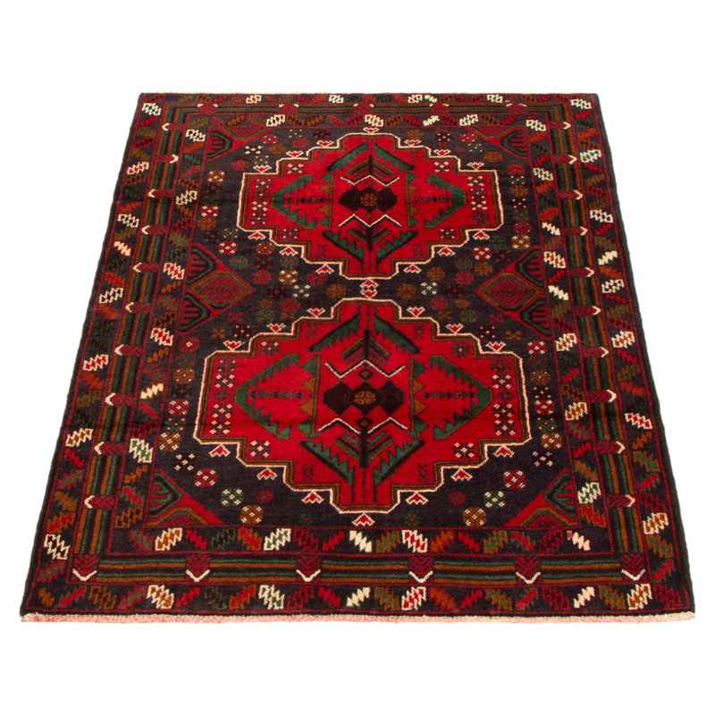 Tapis rouge noué à la main 3 pi 9 po x 5 pi 10 po Teimani