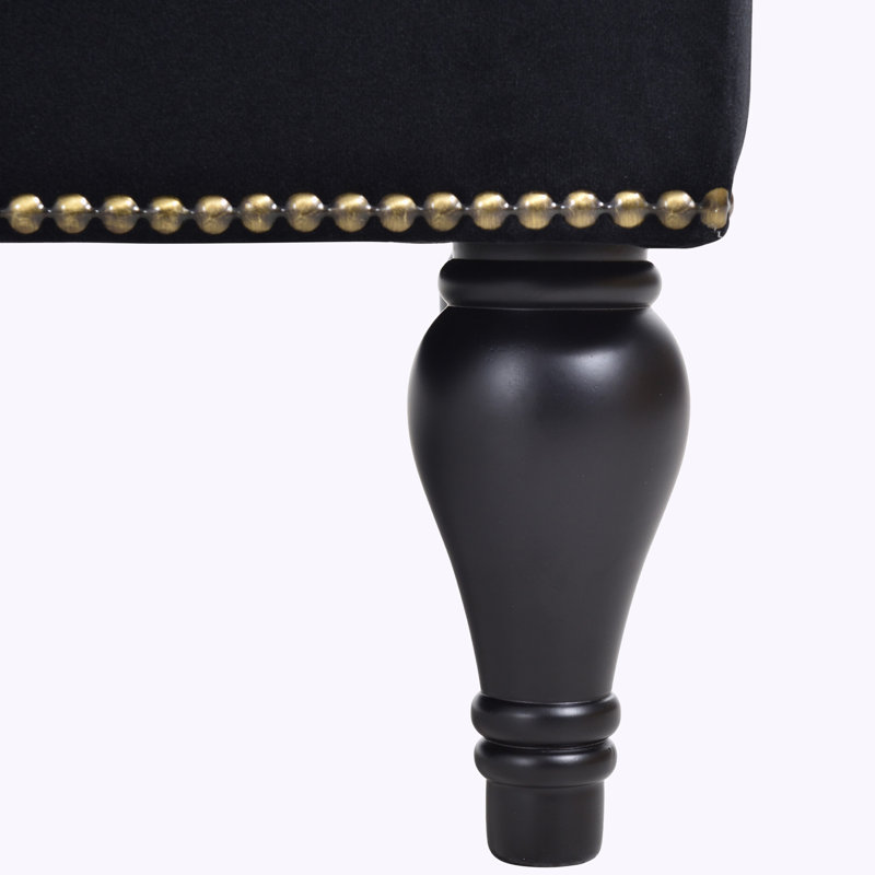Judiah Velvet Upholstered Bench, Black
