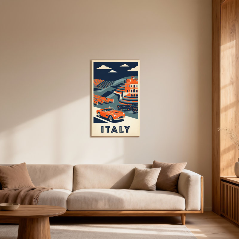 Scénario et paysages urbains, voyage rétro, Italie, H 30 po x l 20 po