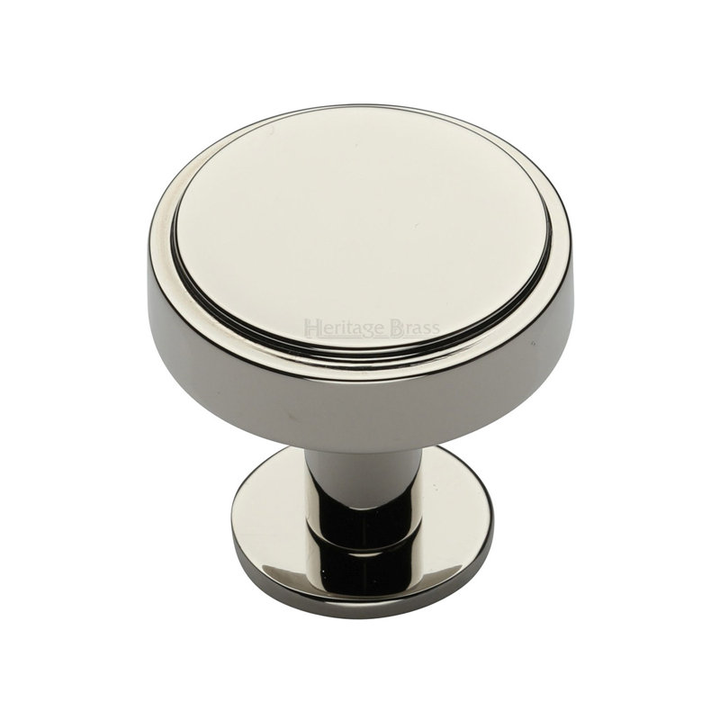 Heritage Brass Cabinet Knob Stepped Disc Design with Rose, 3.2cm