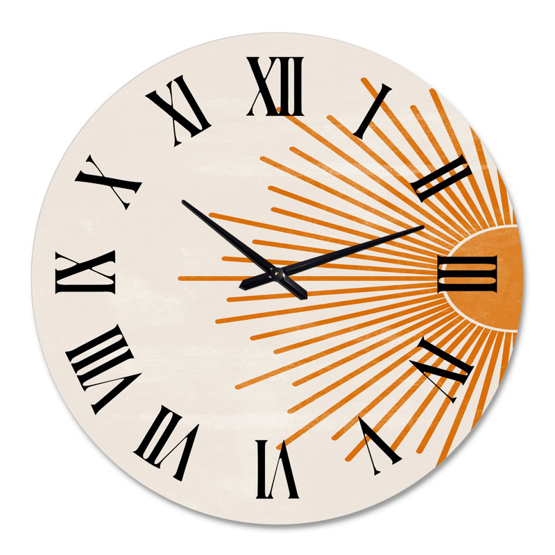 Orange Sun Print I - horloge murale moderne, Grand