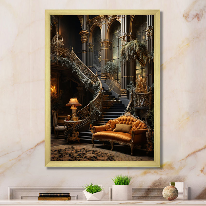 Château royal yukano, refuge riche II - impression, H 40 po x l 30 po x P 1,5 po, Cadre doré simple