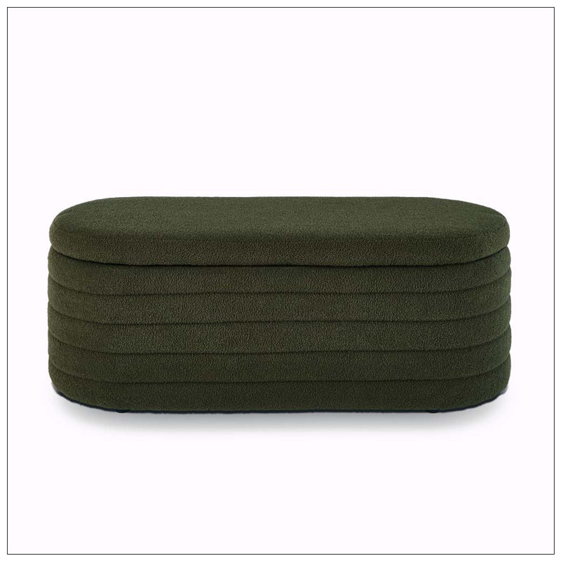 Banc de rangement moderne avec repose-pieds ovale, Dark Green