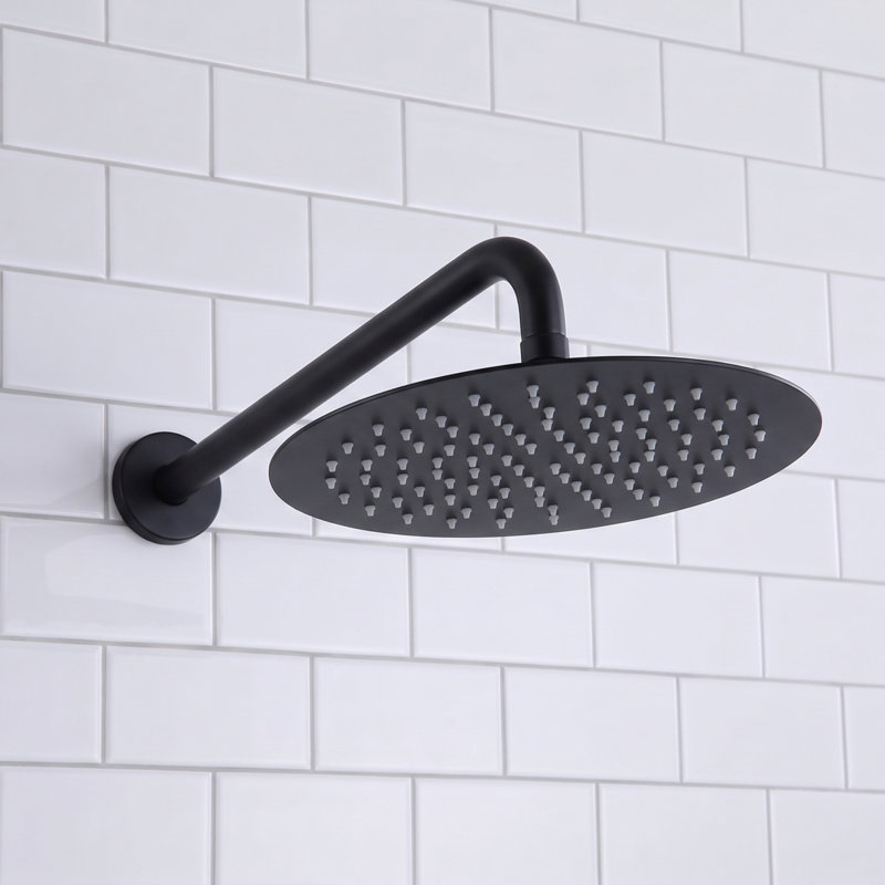 12-Inch High Pressure Rainfall Shower Head High Flow Stainless Steel Shower Head, Matte Black, 12", Round