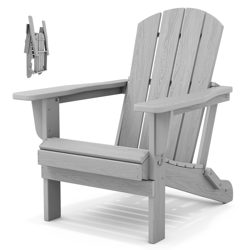 Clitheroe Foldable HDPE Adirondack Chair, Space Gray