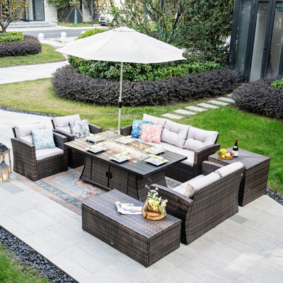 Alseepa 7 - Person Patio Conversation Sets with Cushions