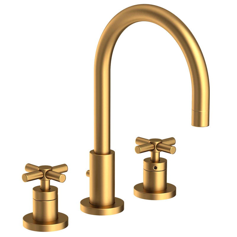 East Linear Double Handle Kitchen Faucet, Antique Brass, Cross