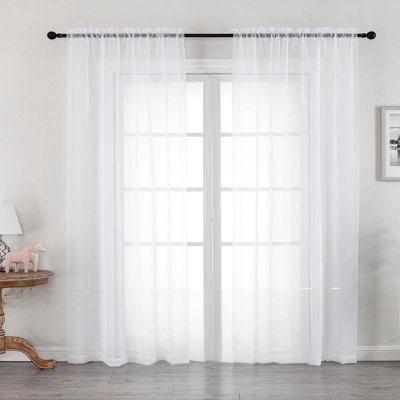 White Sheer Curtains 84 Inches Long 2 Panels Set, Sheer White Curtains For Living Room/Bedroom, Rod Pocket Voile Sheer Panel Drapes, 2Pcs, Each 42" W X 84" L