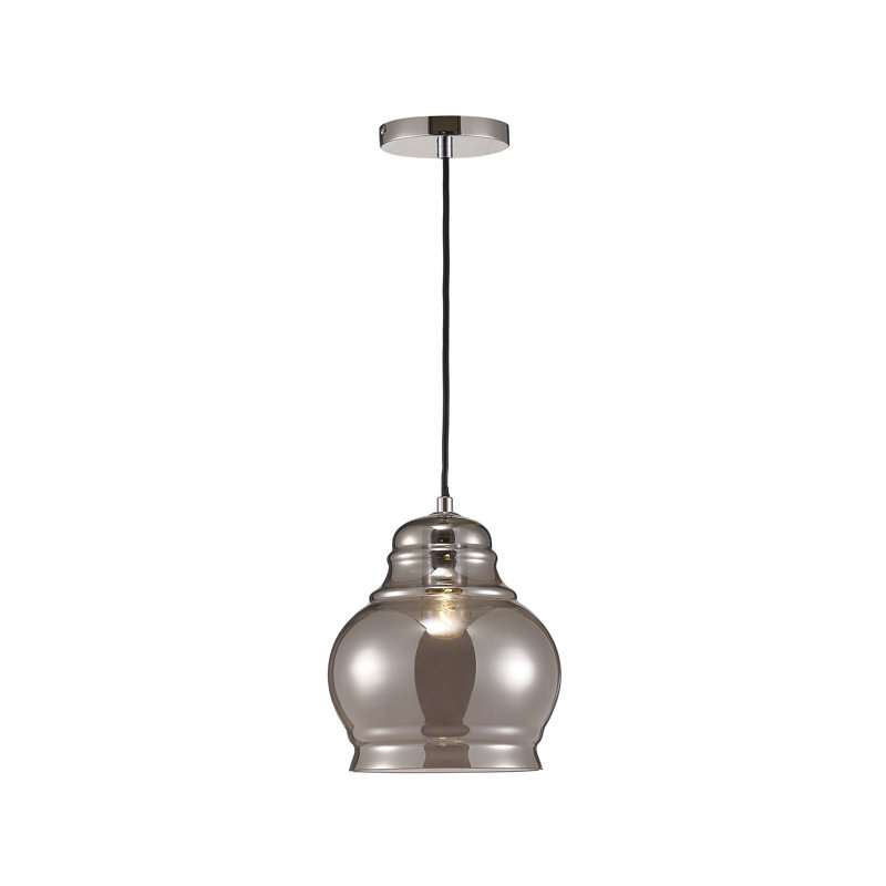 Jana 1 - Light Single Pendant, Polished Chrome/Black, Smoke, 128cm H x 20cm W x 20cm D