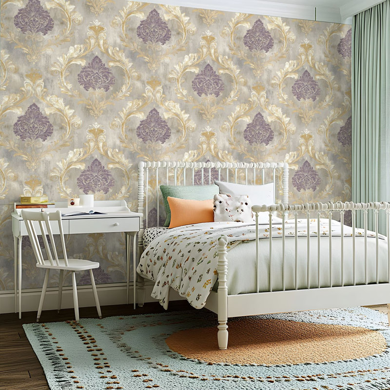 Papier peint adhésif peler et coller en PVC, revêtement mural auto-adhésif amovible avec imprimé de volutes Mystical Acanthus, imperméable pour la décoration intérieure - Rouleau