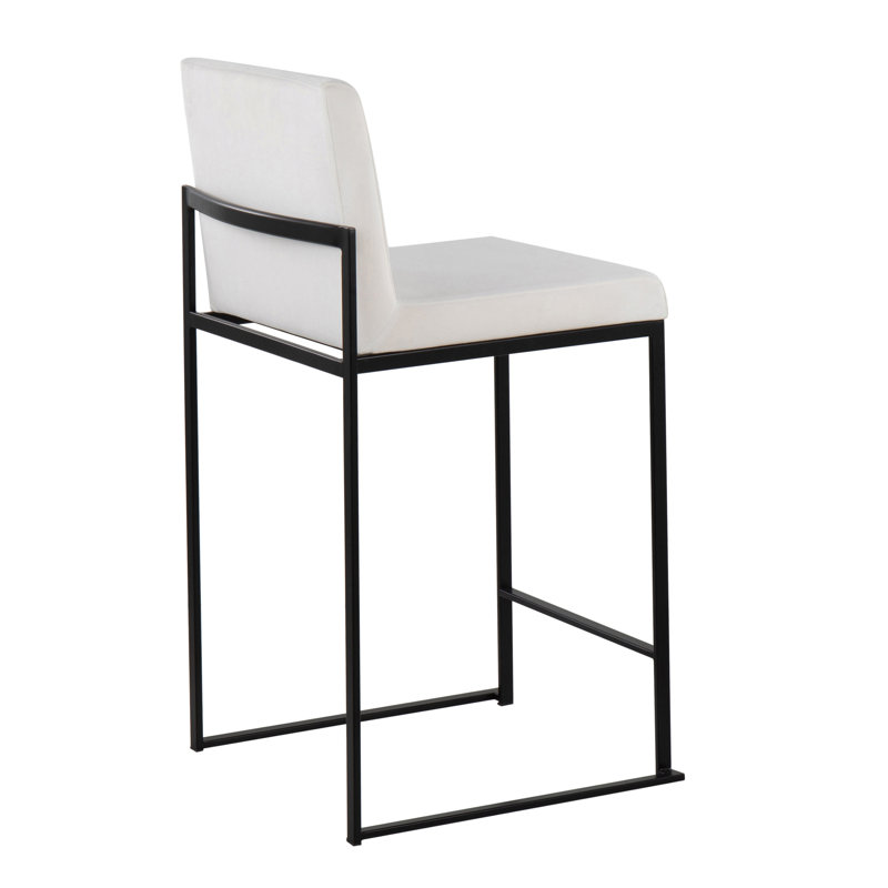 Ensemble de 3 tabourets de comptoir 26 po en acier noir et blanc, Noir, Blanc