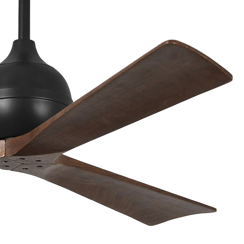 60" Irene Paddle 3 Blade Ceiling Fan, Matte Black, Walnut Tone, 60"