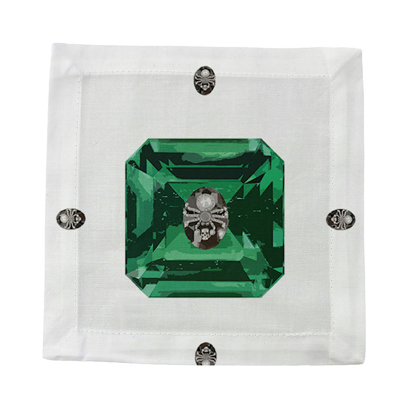 Asscher Cotton Sateen Cocktail Napkins, White