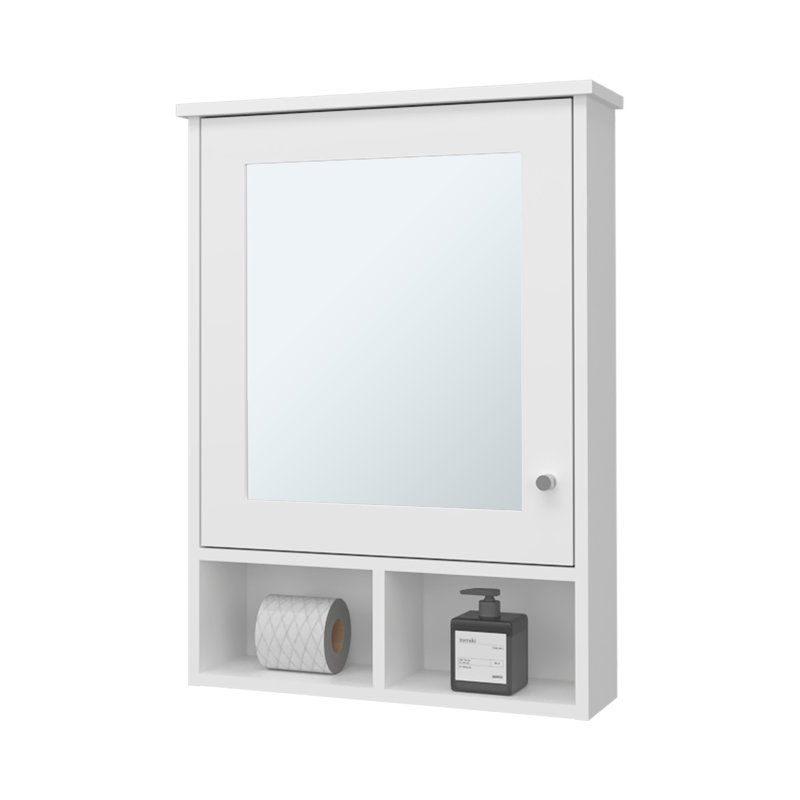 Armoire à pharmacie Poston avec porte et miroir inclus, Blanc