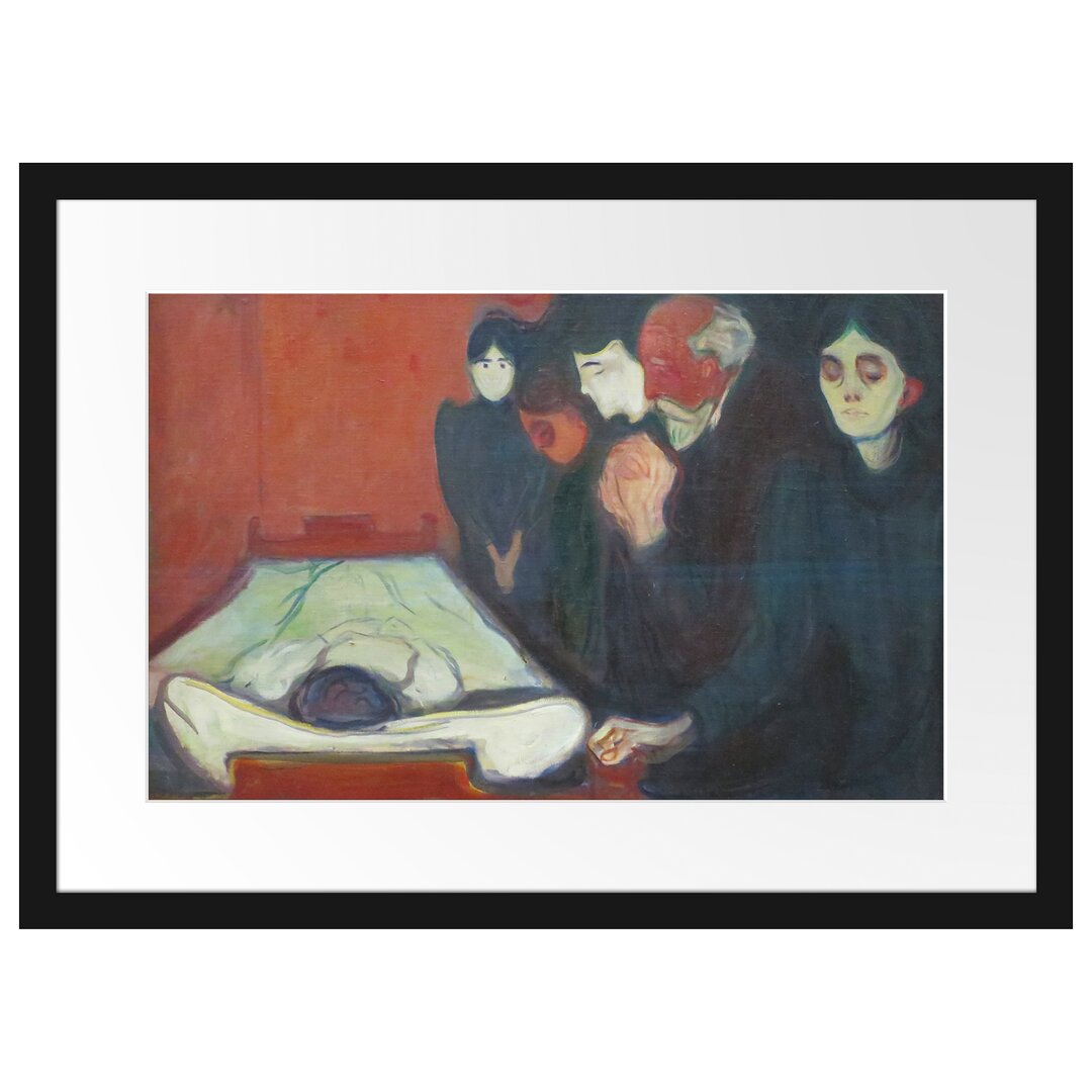 Gerahmter Kunstdruck At the Deathbed von Edvard Munch